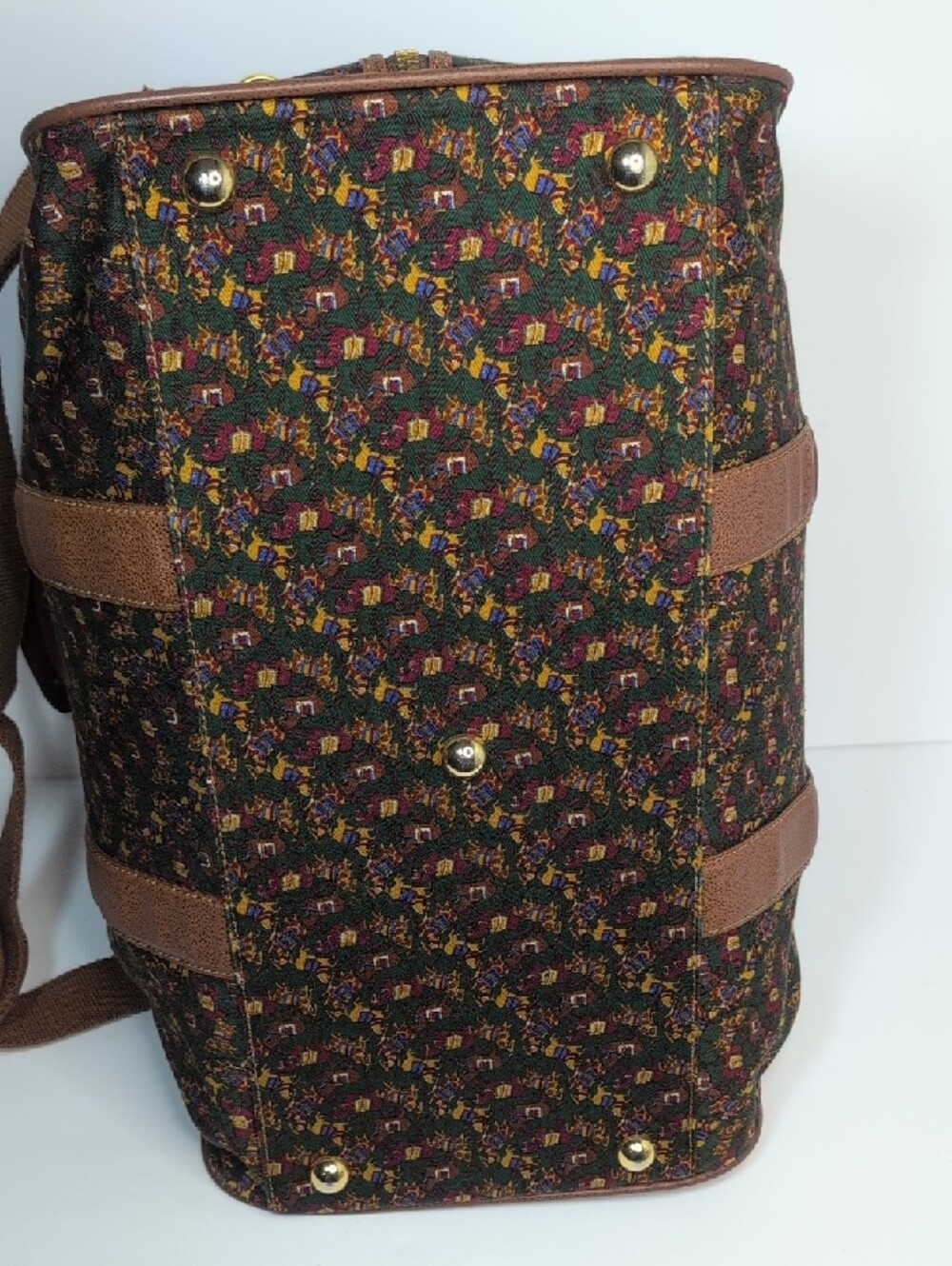 Salvatore Ferragamo Vintage Horse-print Boston Duffel Travel Bag - Picture 6 of 16